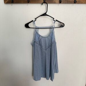 Skylar & Jade Lace Trim Light Blue Off Shoulder Blouse